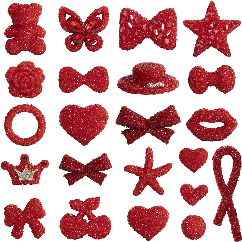 5723 22 Pcs Junk Case Charms – Big Red Bling Charms for Junk Cases, Resin &